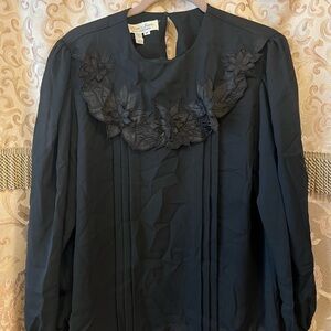 Black Floral Embroidered Blouse